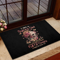 Flower Skull Rubber Doormat Iam A Sweet Girl Full Of Crazy - Wonder Print Shop