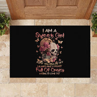 Flower Skull Rubber Doormat Iam A Sweet Girl Full Of Crazy - Wonder Print Shop