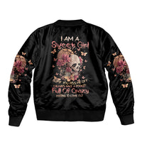 Graffiti Skull Sleeve Zip Bomber Jacket I Talk I Smile But Be Carefull When I Silent - Wonder Print Shop