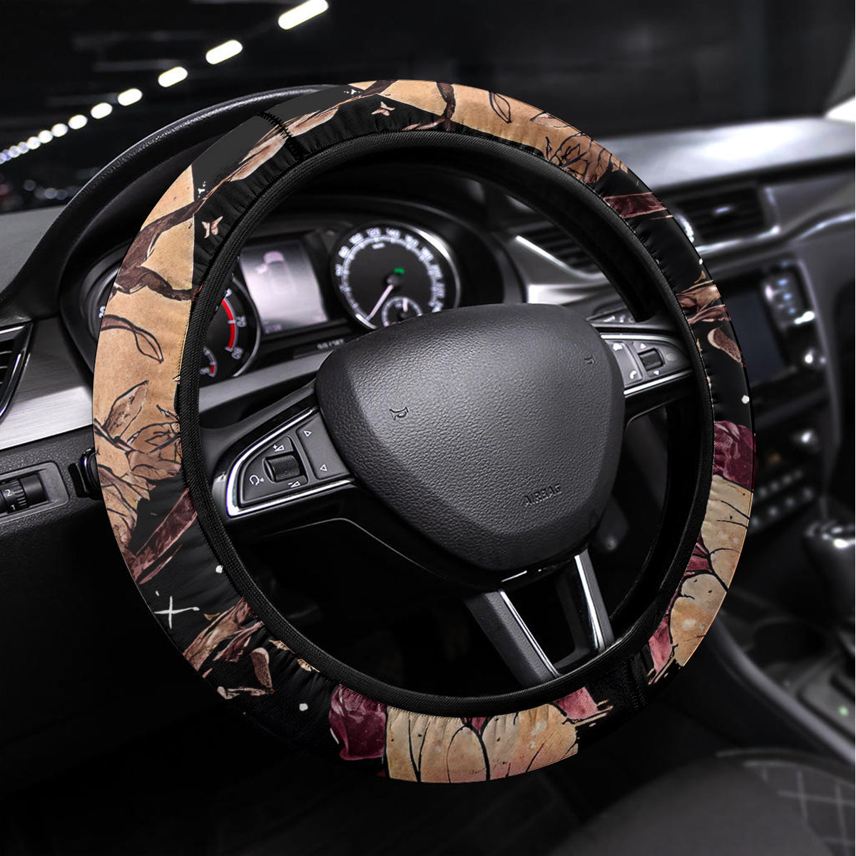 Flower Skull Steering Wheel Cover Iam A Sweet Girl Full Of Crazy - Wonder Print Shop