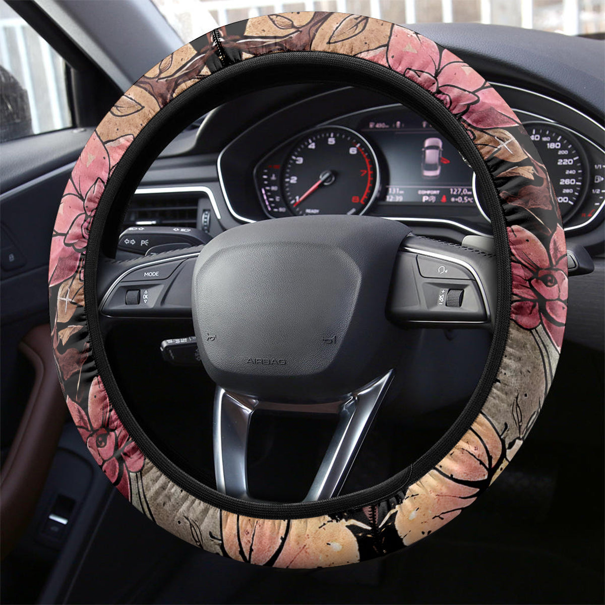 Flower Skull Steering Wheel Cover Iam A Sweet Girl Full Of Crazy - Wonder Print Shop