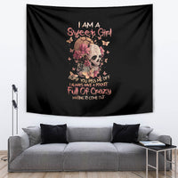 Flower Skull Tapestry Iam A Sweet Girl Full Of Crazy - Wonder Print Shop
