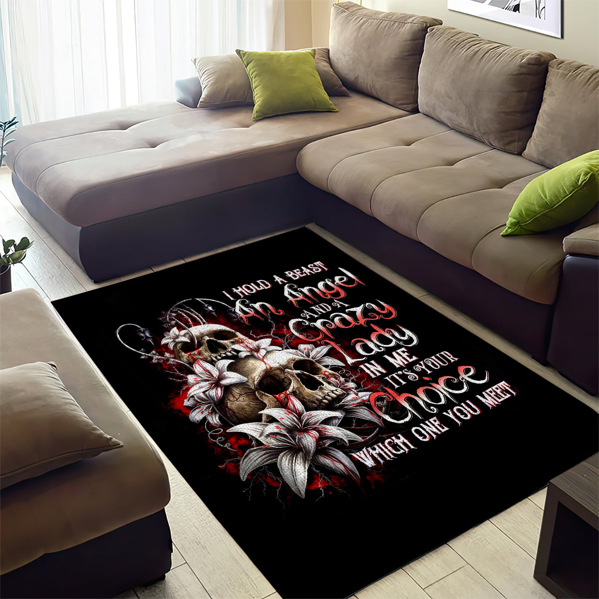 Blood Skull Area Rug I Hold A Angel And Crazy Lady It Your Choice - Wonder Print Shop