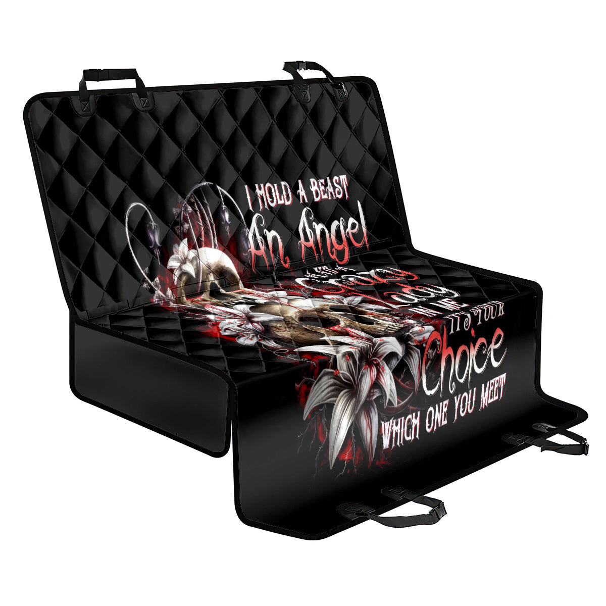 Blood Skull Back Car Seat Cover I Hold A Angel And Crazy Lady It Your Choice - Wonder Print Shop