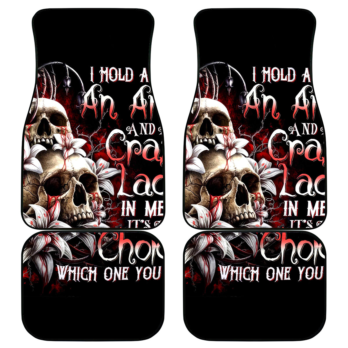Blood Skull Car Mats I Hold A Angel And Crazy Lady It Your Choice - Wonder Print Shop