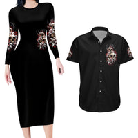 Blood Skull Couples Matching Long Sleeve Bodycon Dress and Hawaiian Shirt I Hold A Angel And Crazy Lady It Your Choice - Wonder Print Shop