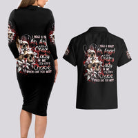 Blood Skull Couples Matching Long Sleeve Bodycon Dress and Hawaiian Shirt I Hold A Angel And Crazy Lady It Your Choice - Wonder Print Shop