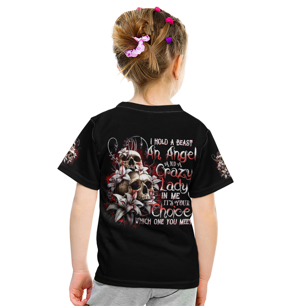 Blood Skull Kid T Shirt I Hold A Angel And Crazy Lady It Your Choice - Wonder Print Shop