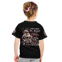 Blood Skull Kid T Shirt I Hold A Angel And Crazy Lady It Your Choice - Wonder Print Shop