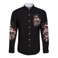 Blood Skull Long Sleeve Button Shirt I Hold A Angel And Crazy Lady It Your Choice - Wonder Print Shop
