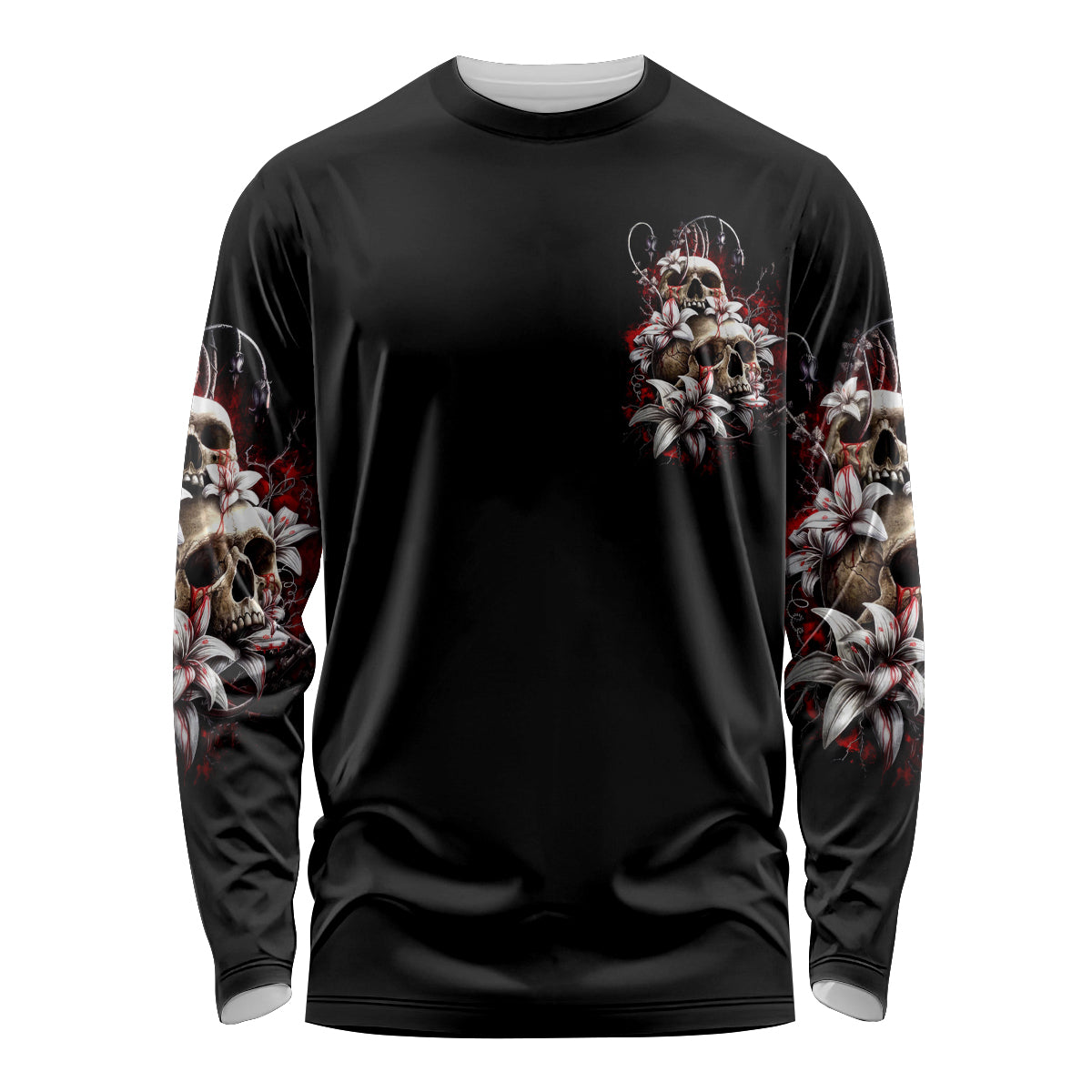 Blood Skull Long Sleeve Shirt I Hold A Angel And Crazy Lady It Your Choice - Wonder Print Shop