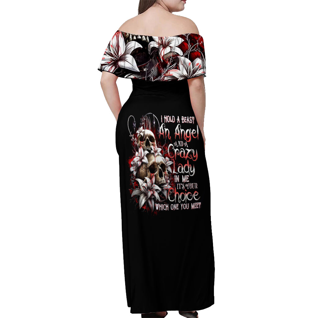 Moon Skull Off Shoulder Maxi Dress Hello Darkness My Old Friend Moon - Wonder Print Shop