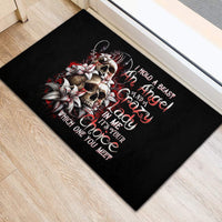 Blood Skull Rubber Doormat I Hold A Angel And Crazy Lady It Your Choice - Wonder Print Shop