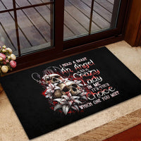 Blood Skull Rubber Doormat I Hold A Angel And Crazy Lady It Your Choice - Wonder Print Shop