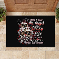Blood Skull Rubber Doormat I Hold A Angel And Crazy Lady It Your Choice - Wonder Print Shop