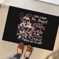 Blood Skull Rubber Doormat I Hold A Angel And Crazy Lady It Your Choice - Wonder Print Shop