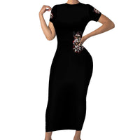 Moon Skull Short Sleeve Bodycon Dress Hello Darkness My Old Friend Moon - Wonder Print Shop
