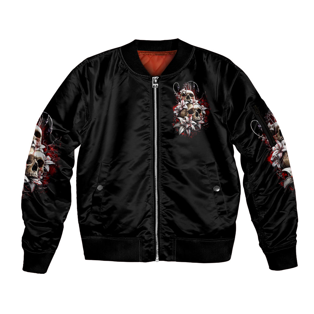 Moon Skull Sleeve Zip Bomber Jacket Hello Darkness My Old Friend Moon - Wonder Print Shop