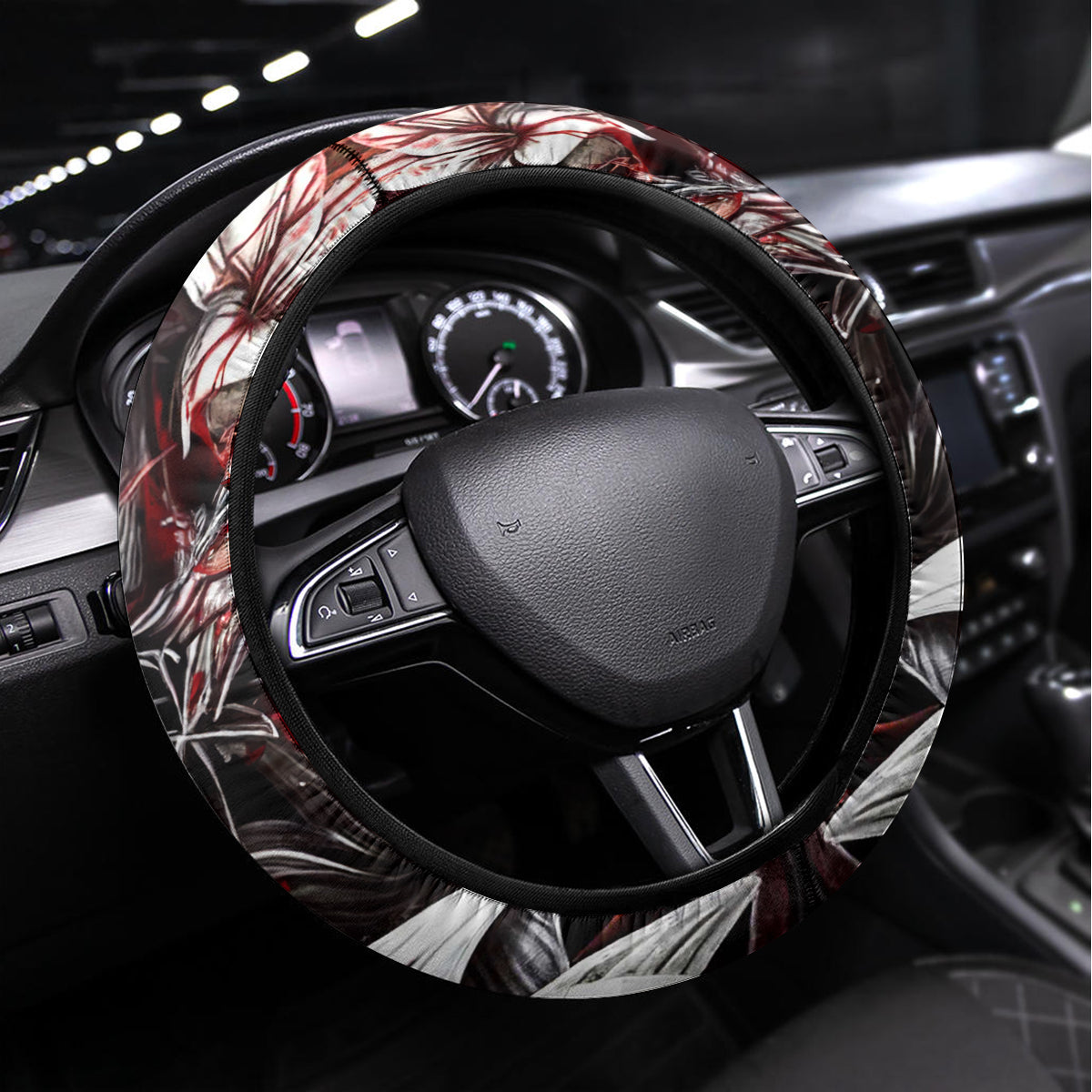 Blood Skull Steering Wheel Cover I Hold A Angel And Crazy Lady It Your Choice - Wonder Print Shop