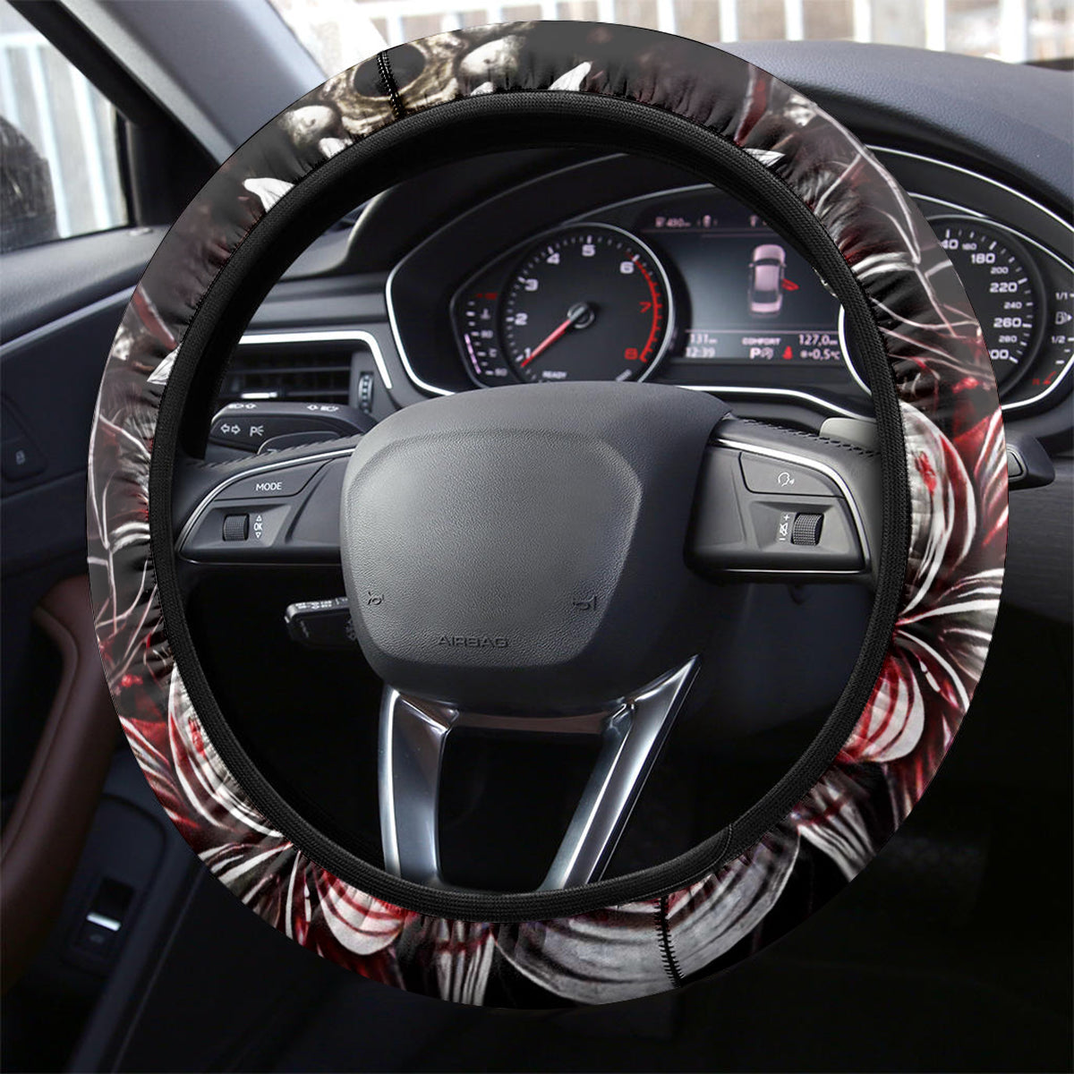Blood Skull Steering Wheel Cover I Hold A Angel And Crazy Lady It Your Choice - Wonder Print Shop