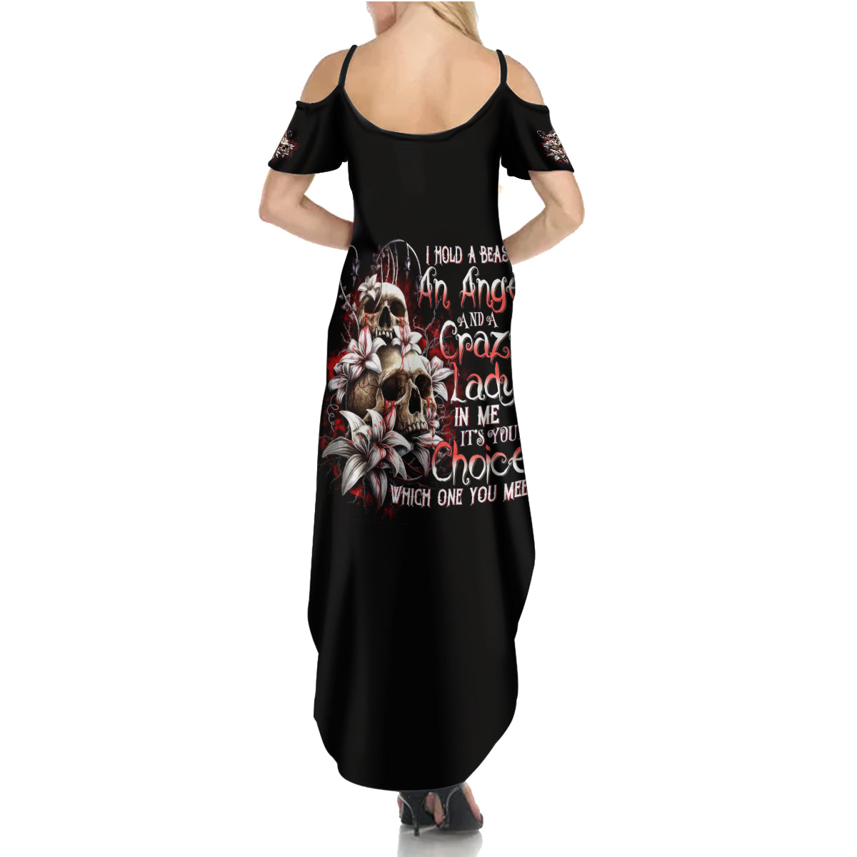 Moon Skull Summer Maxi Dress Hello Darkness My Old Friend Moon - Wonder Print Shop
