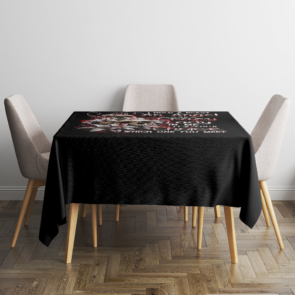 Blood Skull Tablecloth I Hold A Angel And Crazy Lady It Your Choice - Wonder Print Shop