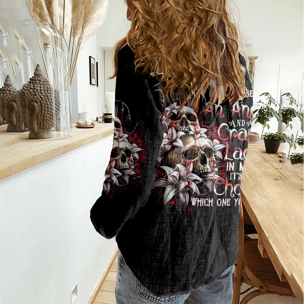 Moon Skull Women Casual Shirt Hello Darkness My Old Friend Moon - Wonder Print Shop