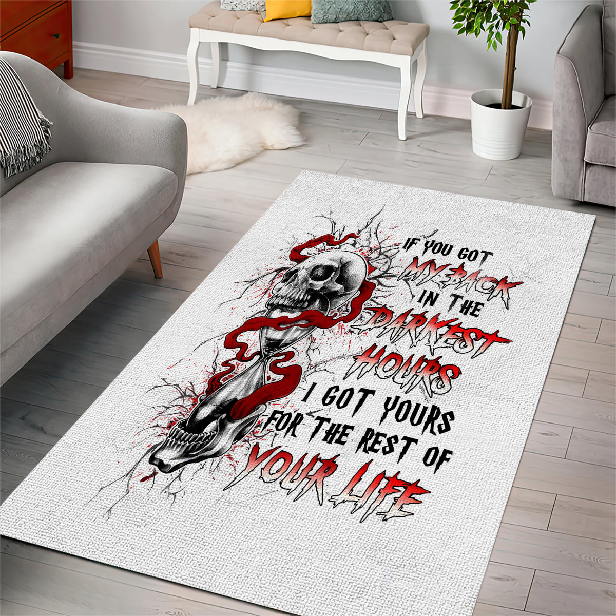 Blood Skull Area Rug You Got My Back I Got Your Rest Of Your Life - Wonder Print Shop