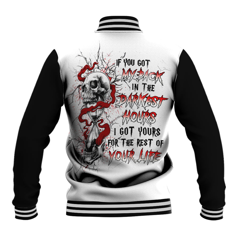Blood Skull Baseball Jacket You Got My Back I Got Your Rest Of Your Life - Wonder Print Shop