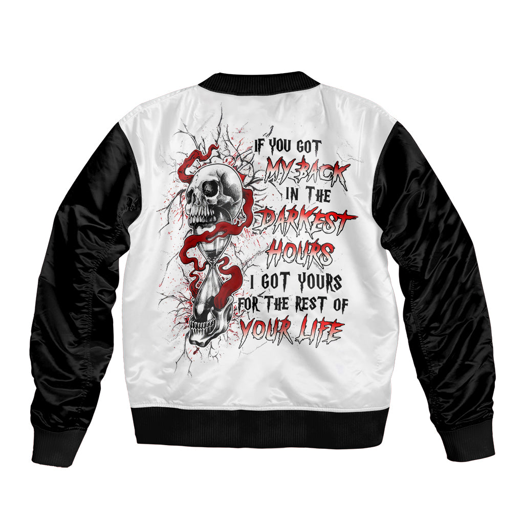 Blood Skull Bomber Jacket You Got My Back I Got Your Rest Of Your Life - Wonder Print Shop