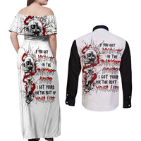 Blood Skull Couples Matching Off Shoulder Maxi Dress and Long Sleeve Button Shirts You Got My Back I Got Your Rest Of Your Life - Wonder Print Shop