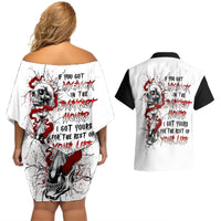 Blood Skull Couples Matching Off Shoulder Short Dress and Hawaiian Shirt You Got My Back I Got Your Rest Of Your Life - Wonder Print Shop
