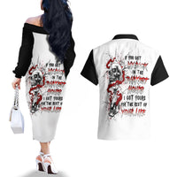 Blood Skull Couples Matching Off The Shoulder Long Sleeve Dress and Hawaiian Shirt You Got My Back I Got Your Rest Of Your Life - Wonder Print Shop