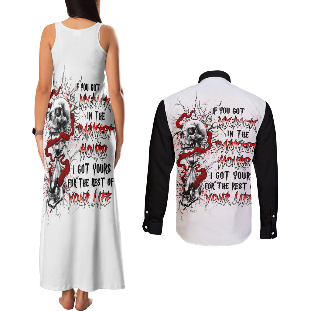 Blood Skull Couples Matching Tank Maxi Dress and Long Sleeve Button Shirts You Got My Back I Got Your Rest Of Your Life - Wonder Print Shop