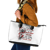 Blood Skull Leather Tote Bag You Got My Back I Got Your Rest Of Your Life - Wonder Print Shop