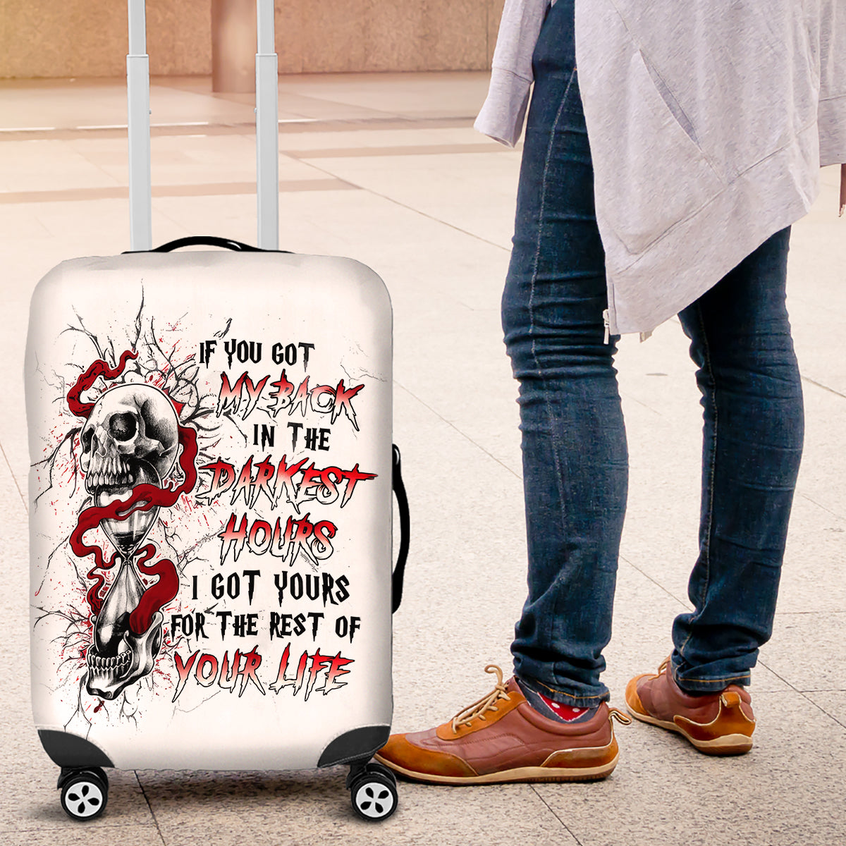 Blood Skull Luggage Cover You Got My Back I Got Your Rest Of Your Life - Wonder Print Shop