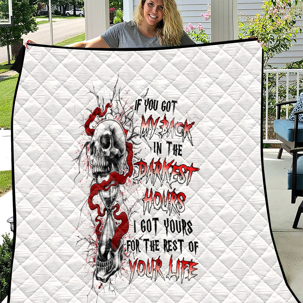 Blood Skull Quilt You Got My Back I Got Your Rest Of Your Life - Wonder Print Shop