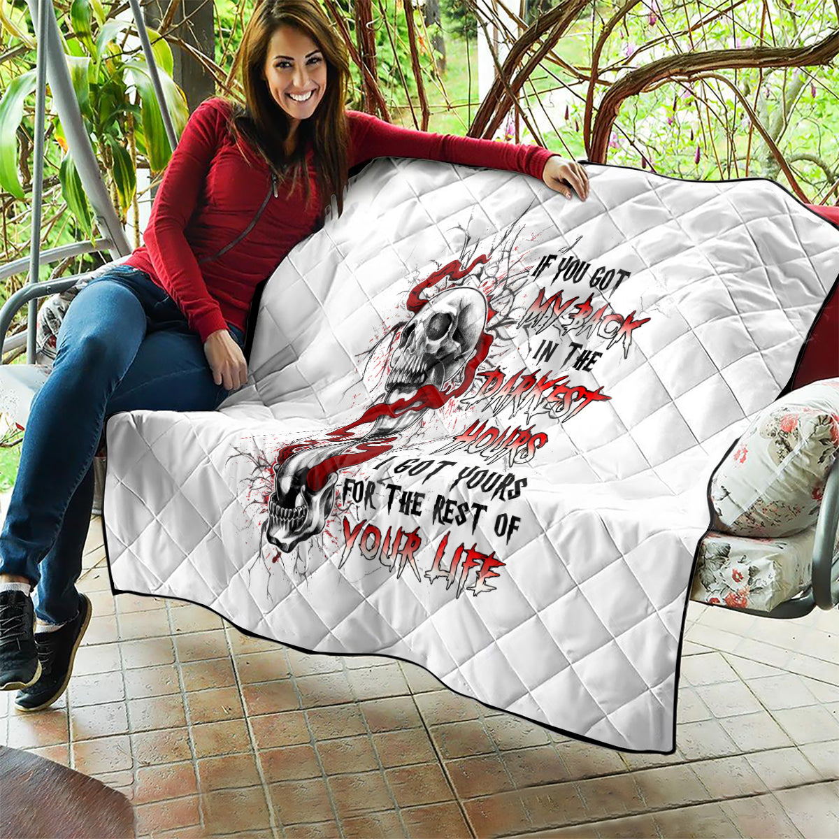 Blood Skull Quilt You Got My Back I Got Your Rest Of Your Life - Wonder Print Shop