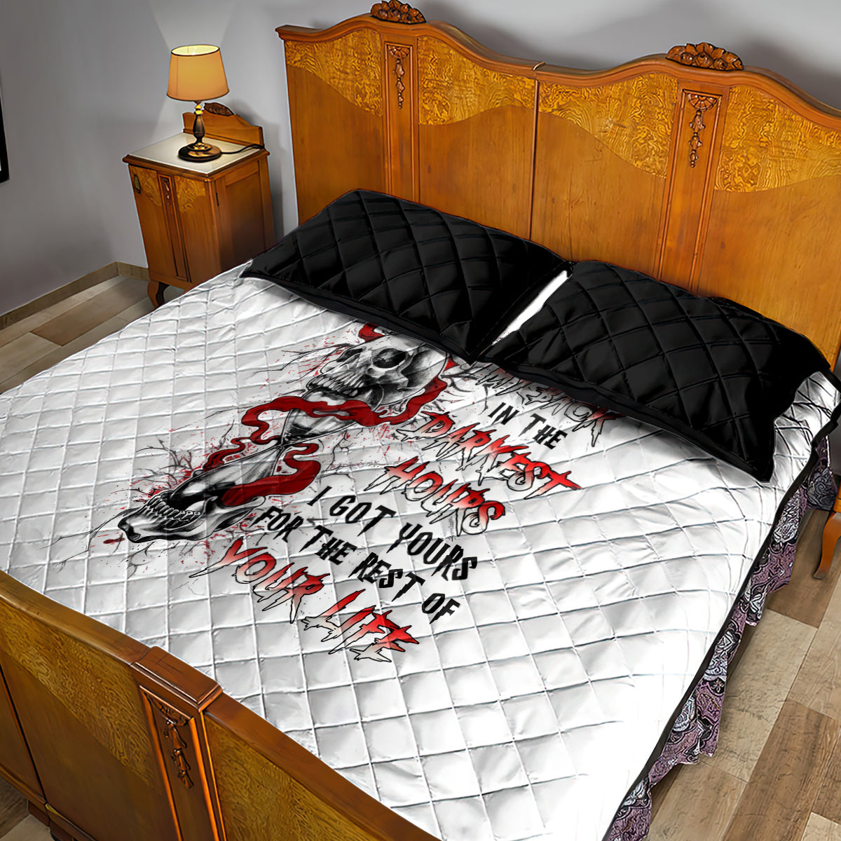 Blood Skull Quilt Bed Set You Got My Back I Got Your Rest Of Your Life - Wonder Print Shop