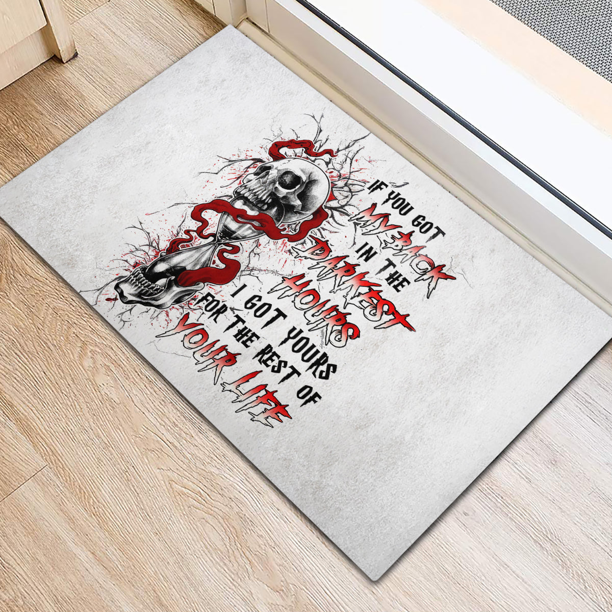 Blood Skull Rubber Doormat You Got My Back I Got Your Rest Of Your Life - Wonder Print Shop
