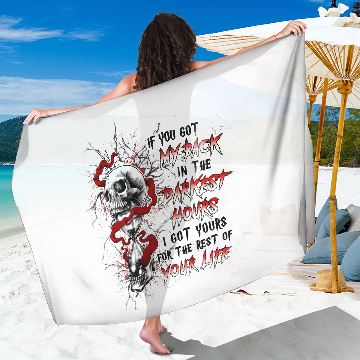 Blood Skull Sarong You Got My Back I Got Your Rest Of Your Life - Wonder Print Shop