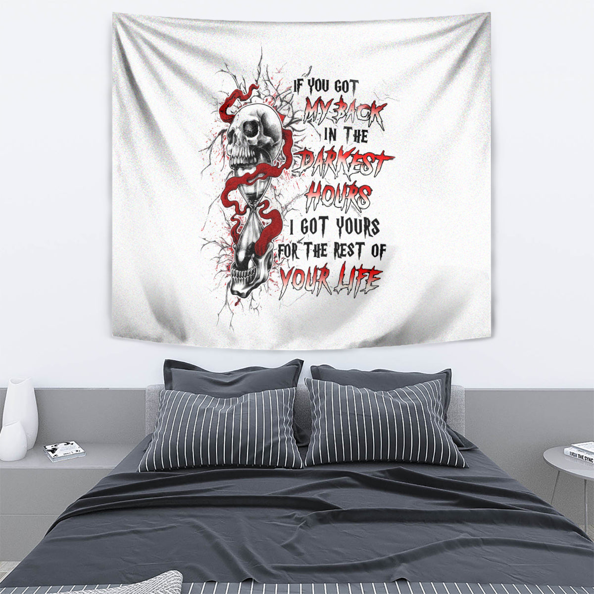 Blood Skull Tapestry You Got My Back I Got Your Rest Of Your Life - Wonder Print Shop