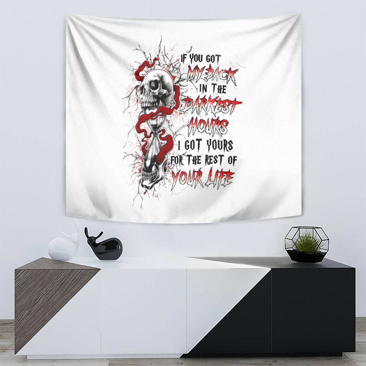 Blood Skull Tapestry You Got My Back I Got Your Rest Of Your Life - Wonder Print Shop
