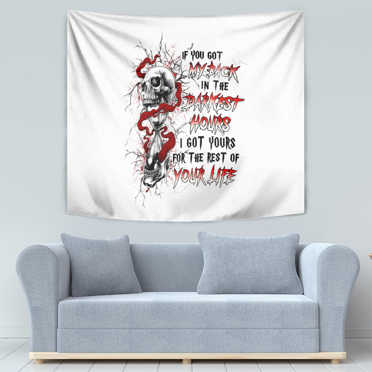 Blood Skull Tapestry You Got My Back I Got Your Rest Of Your Life - Wonder Print Shop