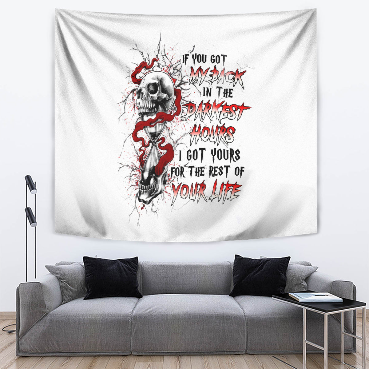 Blood Skull Tapestry You Got My Back I Got Your Rest Of Your Life - Wonder Print Shop