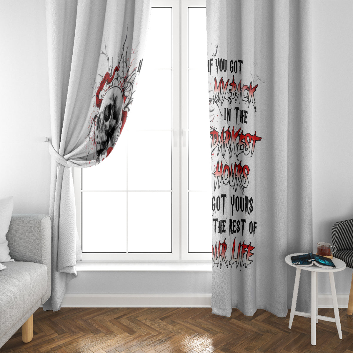 Blood Skull Window Curtain You Got My Back I Got Your Rest Of Your Life - Wonder Print Shop