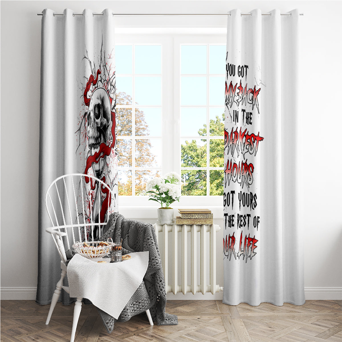 Blood Skull Window Curtain You Got My Back I Got Your Rest Of Your Life - Wonder Print Shop