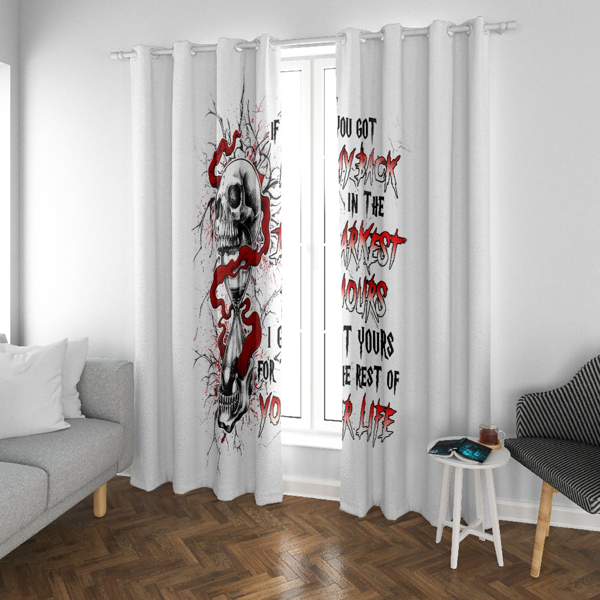Blood Skull Window Curtain You Got My Back I Got Your Rest Of Your Life - Wonder Print Shop