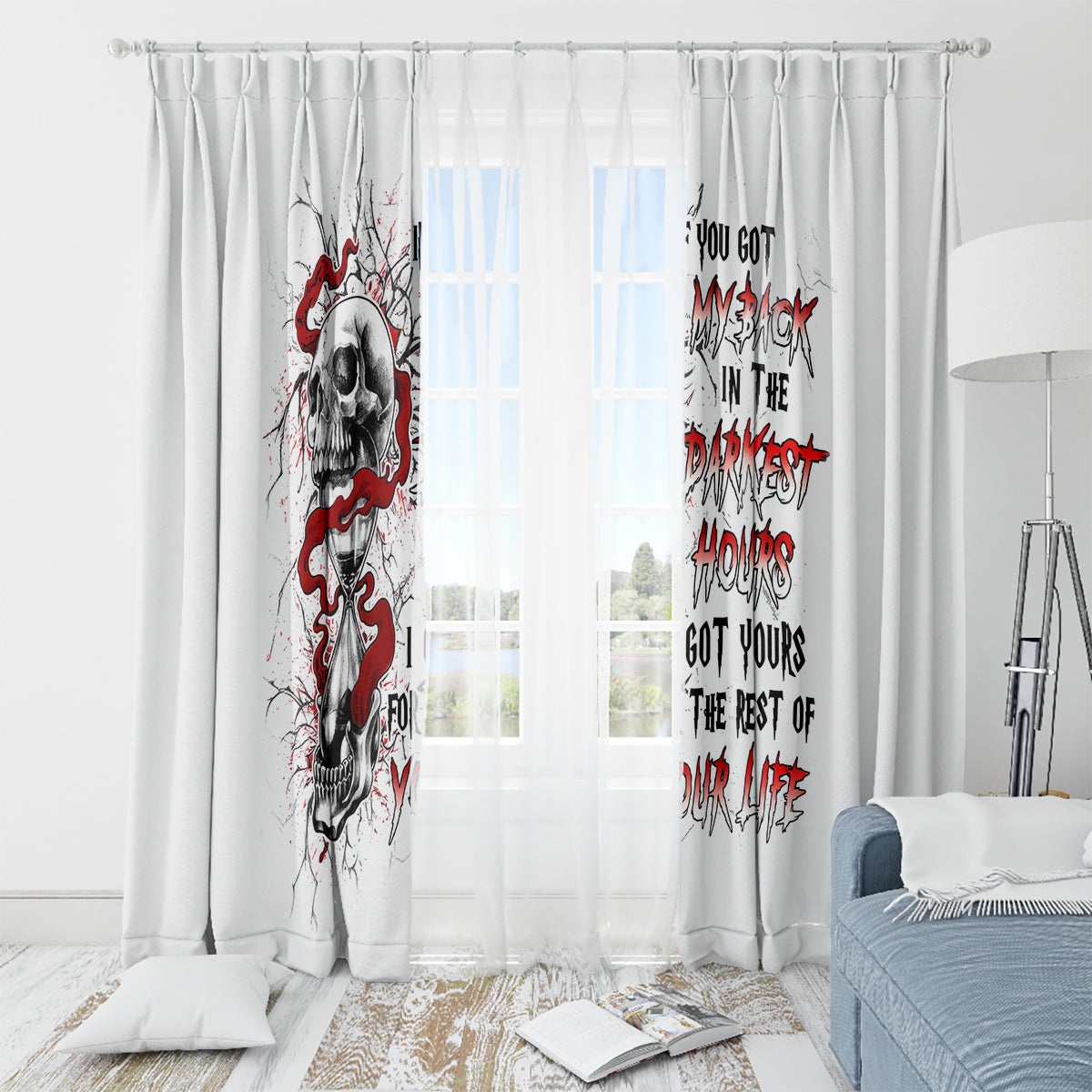 Blood Skull Window Curtain You Got My Back I Got Your Rest Of Your Life - Wonder Print Shop