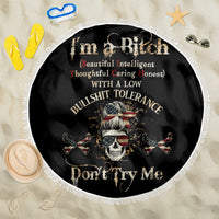 Girl Skull Beach Blanket I'm A Bitch Don't Try Me - Wonder Print Shop